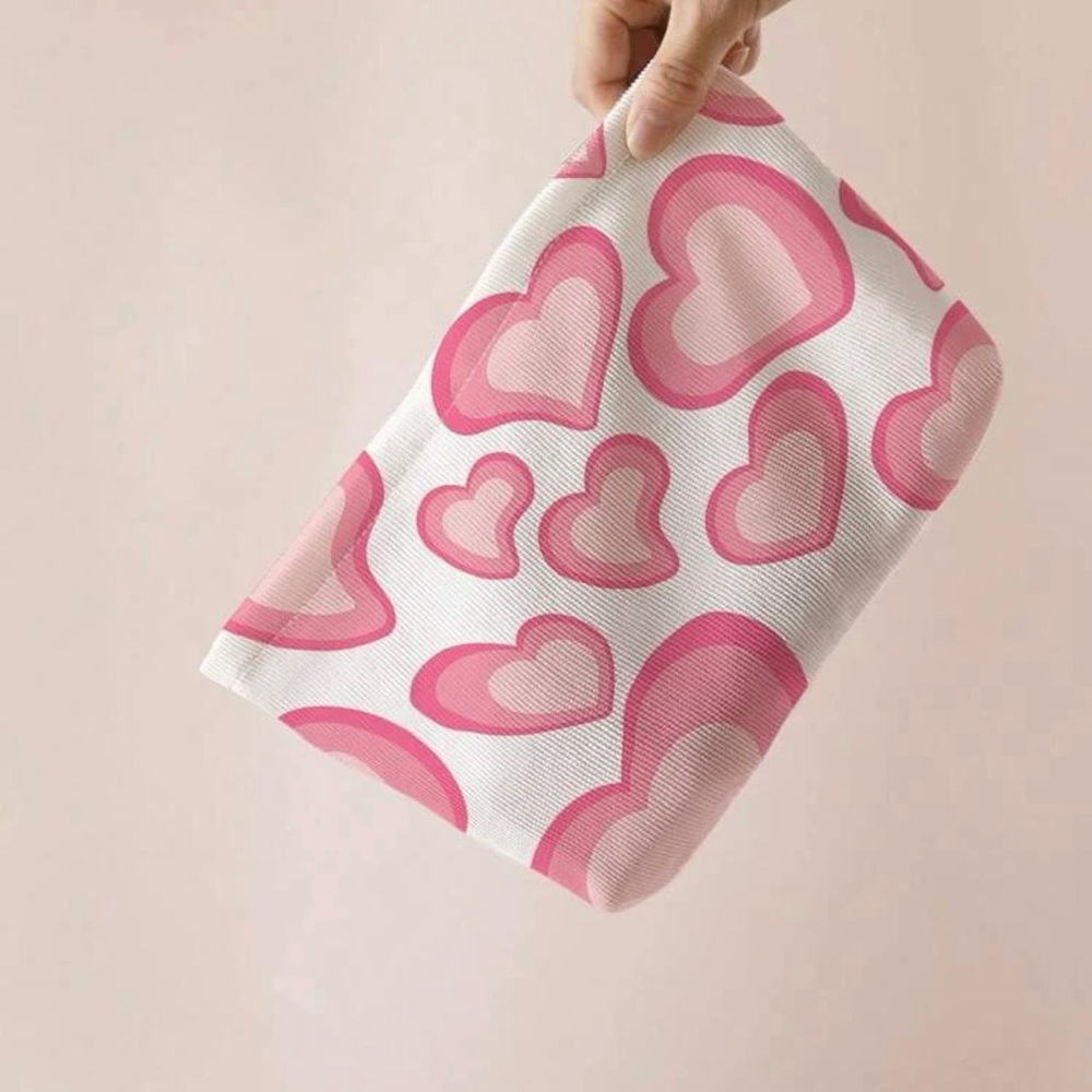 SHEIN Pink Heart Cosmetic Bag